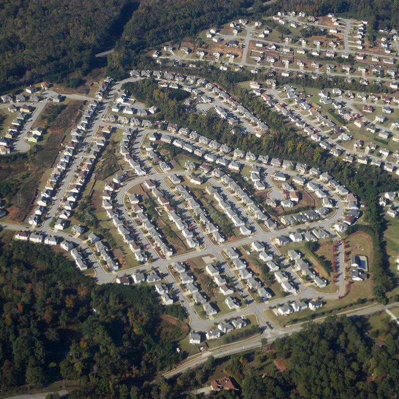 aerial view of town